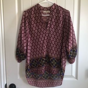 Poema Burgundy Patterned Top